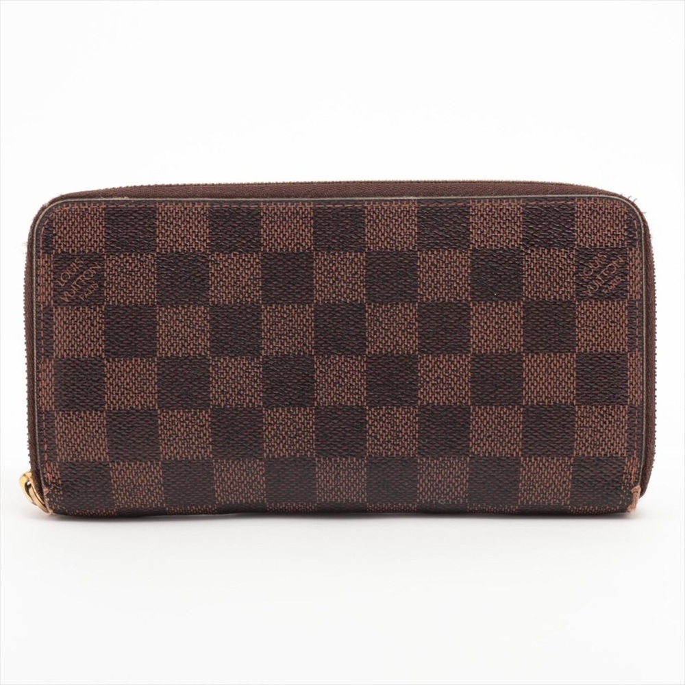 Louis Vuitton Zip Around Damier Ebene Wallet w Box COA